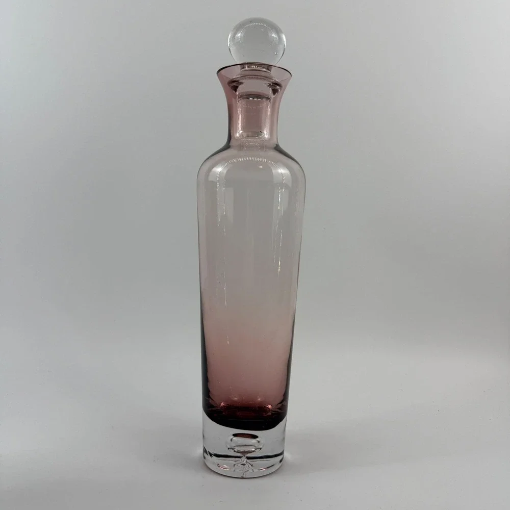 Vintage Krosno Amethyst Cased Glass Decanter Set w 4 Cordial Shot Glasses